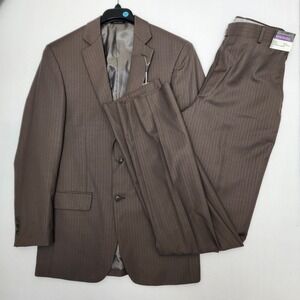 Wilke Rodriguez 2 Piece Suit Set Men's Jacket(39L) Pants(33W) Brown Wool Blend